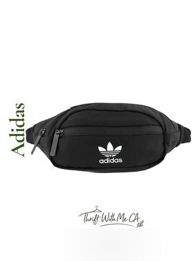 adidas Black Trefoil Belt Bag with White Logo